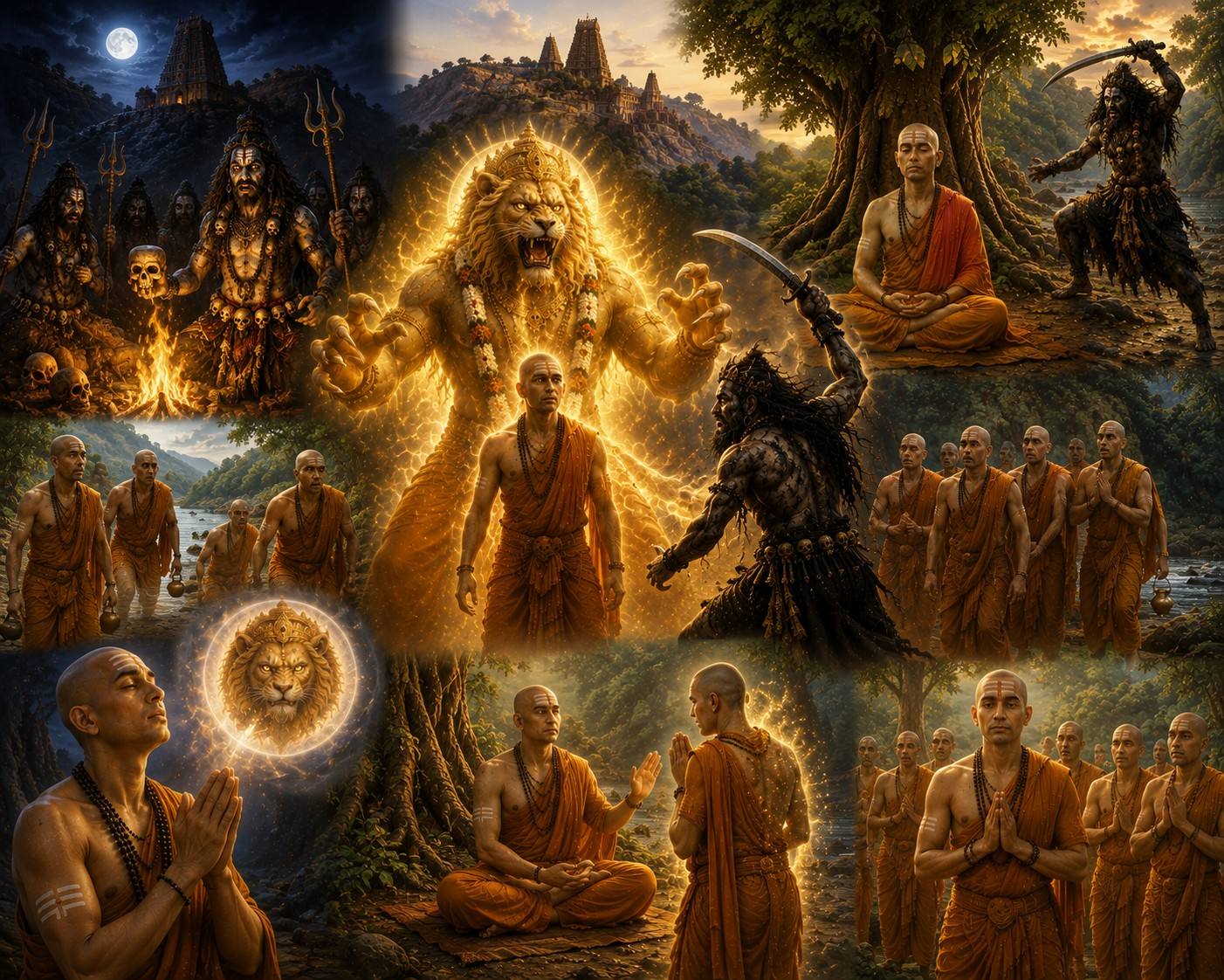 Adi Shankaracharya – Part 10: An Evil Kapalika’s Attempt to Kill Adi Shankara & Guru-Raksha by Disciple Padmapada